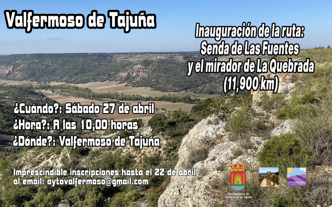 Valfermoso de Tajuña inaugura su ruta Senda de las Fuentes y el mirador de la Quebrada
